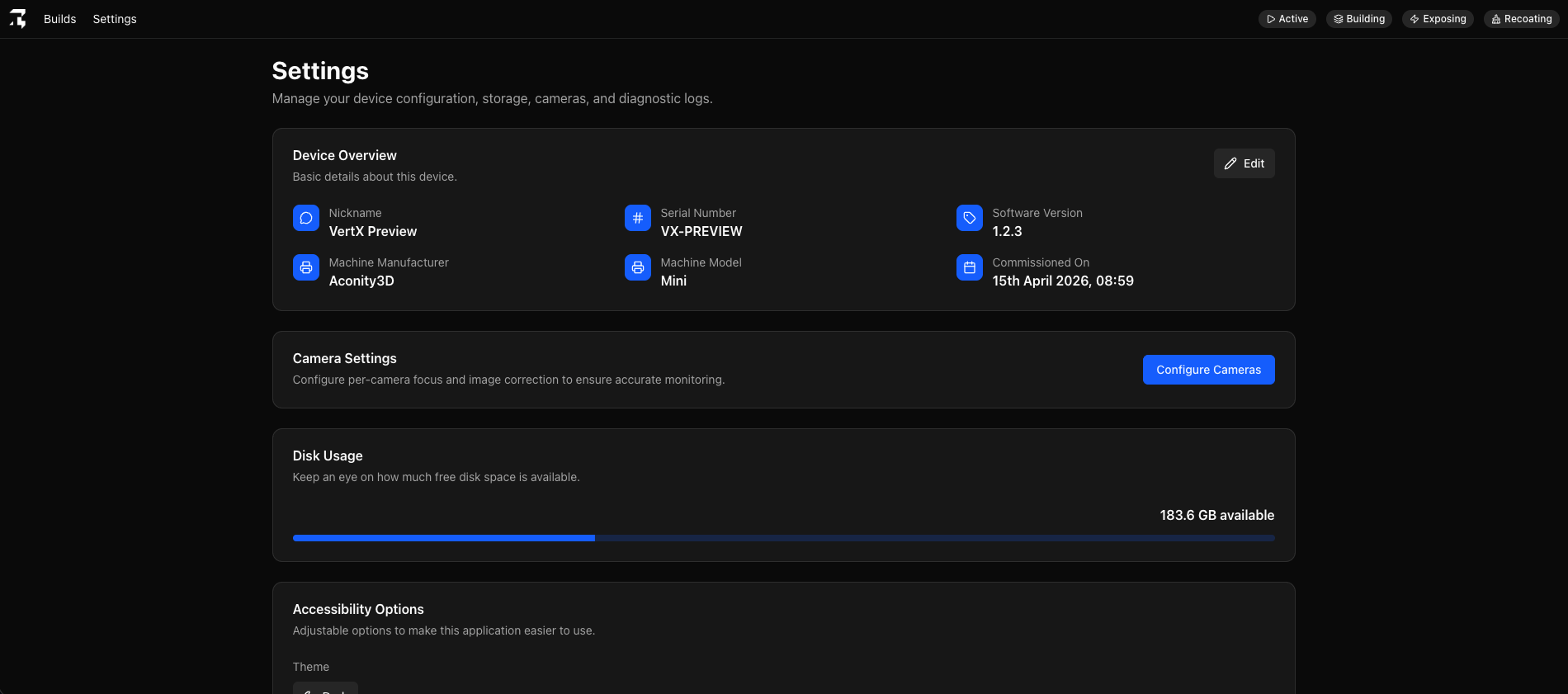 Device settings
